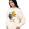 WOMEN OFF WHITE SOLID GRAPHIC SWEATSHIRT ORGANIC COTTON - Image 3
