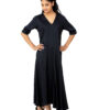 WOMEN BLACK MAXI TIERED DRESS ORGANIC COTTON