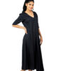 WOMEN BLACK MAXI TIERED DRESS ORGANIC COTTON - Image 2