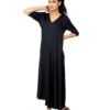 WOMEN BLACK MAXI TIERED DRESS ORGANIC COTTON - Image 3
